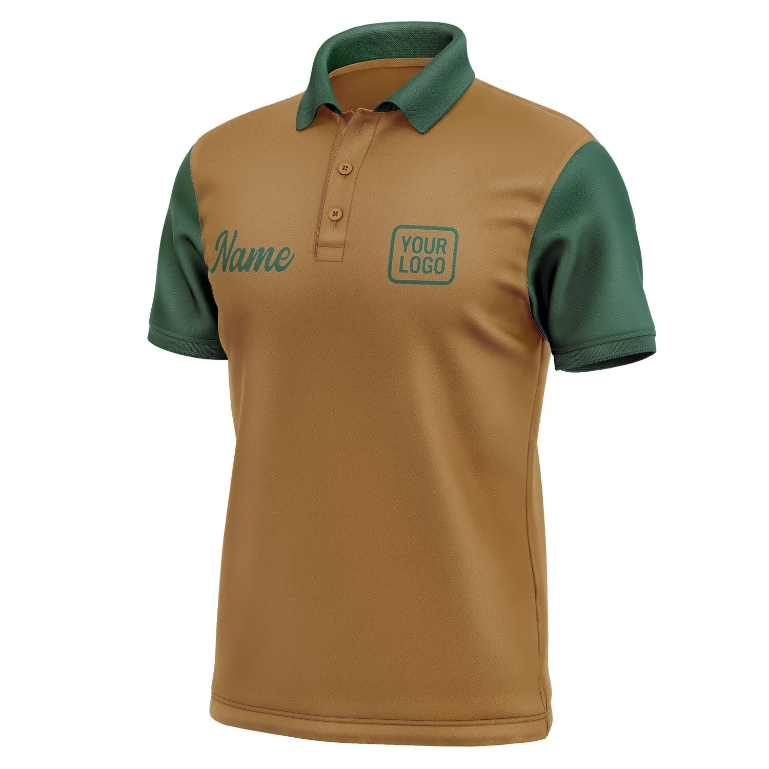 Custom Khaki Green Short-Sleeve Polo Shirt