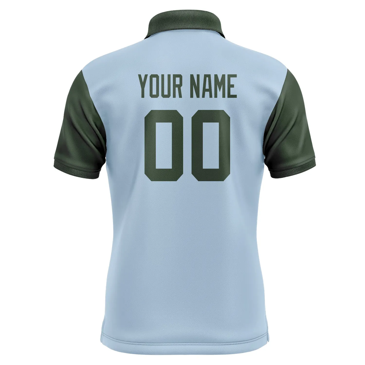 Custom Light Blue Dark Green Short-Sleeve Polo Shirt