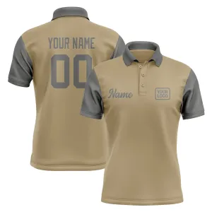 Custom Light Khaki Dark Grey Short-Sleeve Polo Shirt