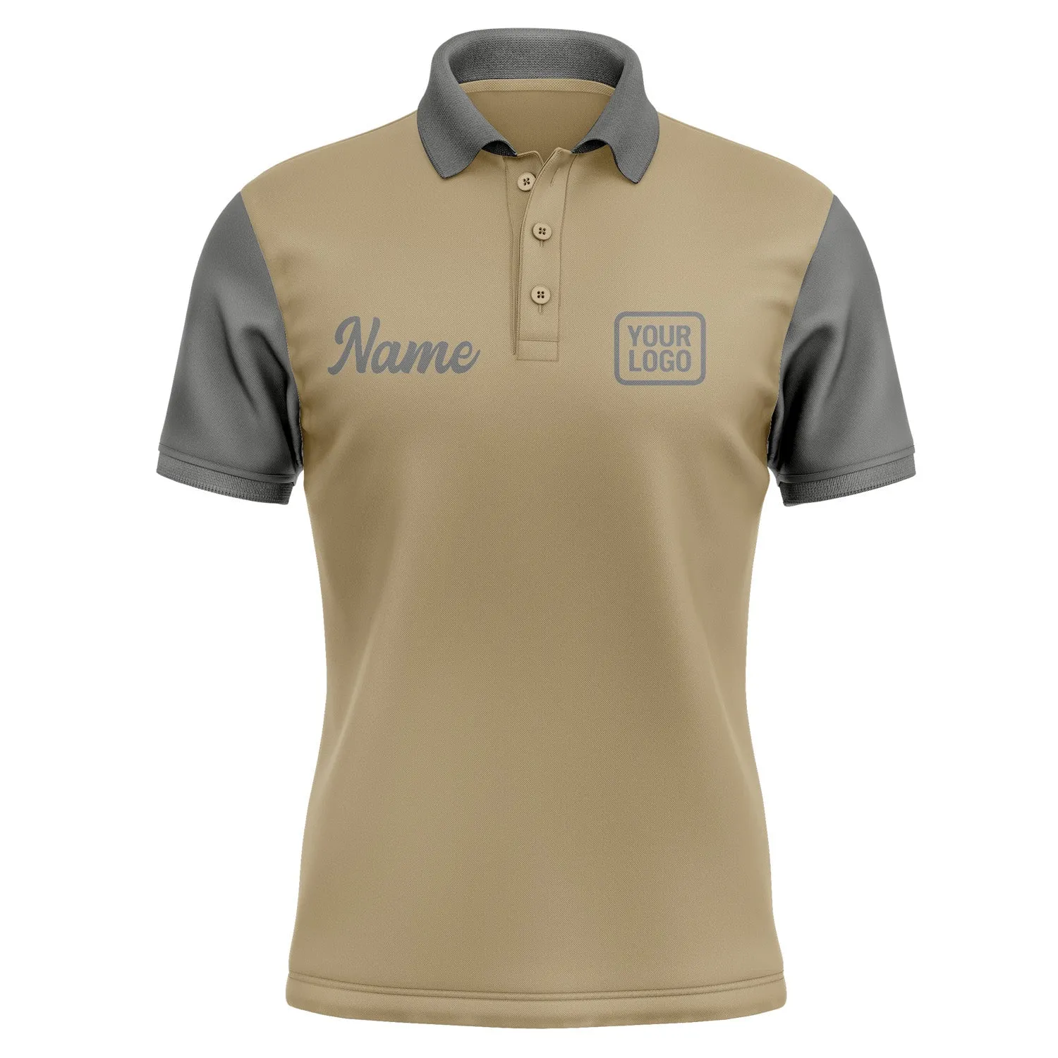 Custom Light Khaki Dark Grey Short-Sleeve Polo Shirt