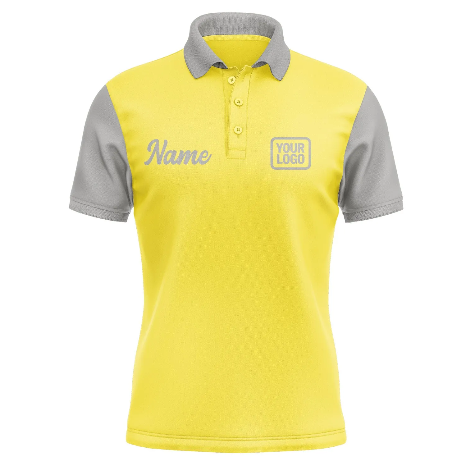 Custom Light Yellow Gray Short-Sleeve Polo Shirt