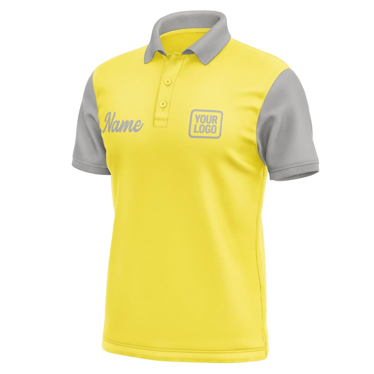 Custom Light Yellow Gray Short-Sleeve Polo Shirt