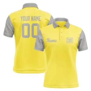 Custom Light Yellow Gray Short-Sleeve Polo Shirt