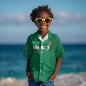 Custom Morocco Football Kid Hawaiian Shirt Dima Maghrib LT15