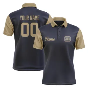 Custom Navy Light Khaki Short-Sleeve Polo Shirt