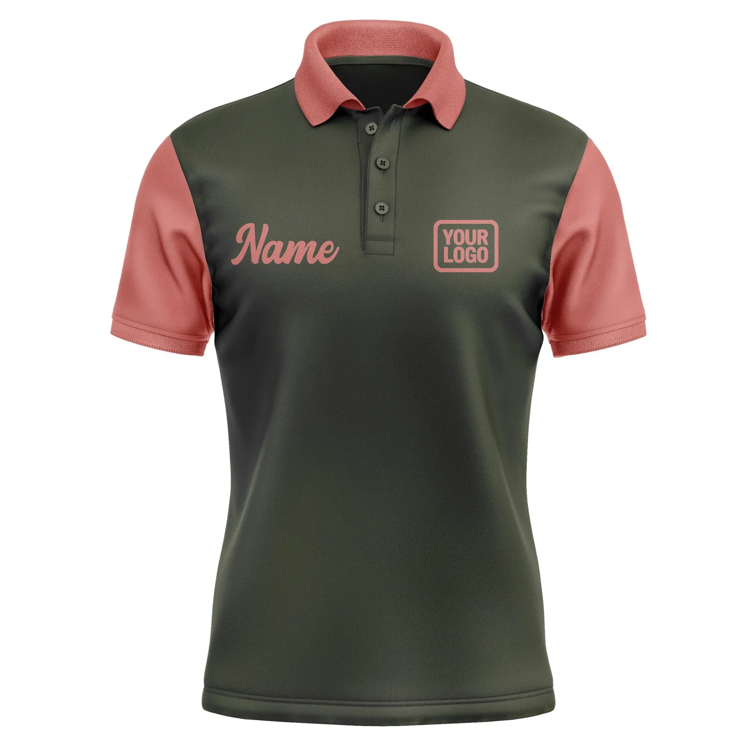 Custom Olive Copper Rose Short-Sleeve Polo Shirt
