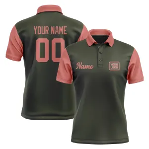 Custom Olive Copper Rose Short-Sleeve Polo Shirt