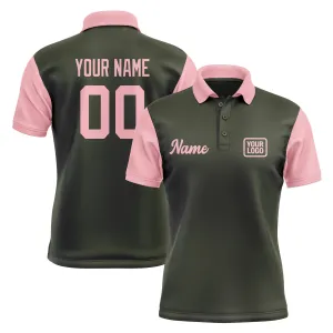 Custom Olive Light Pink Short-Sleeve Polo Shirt
