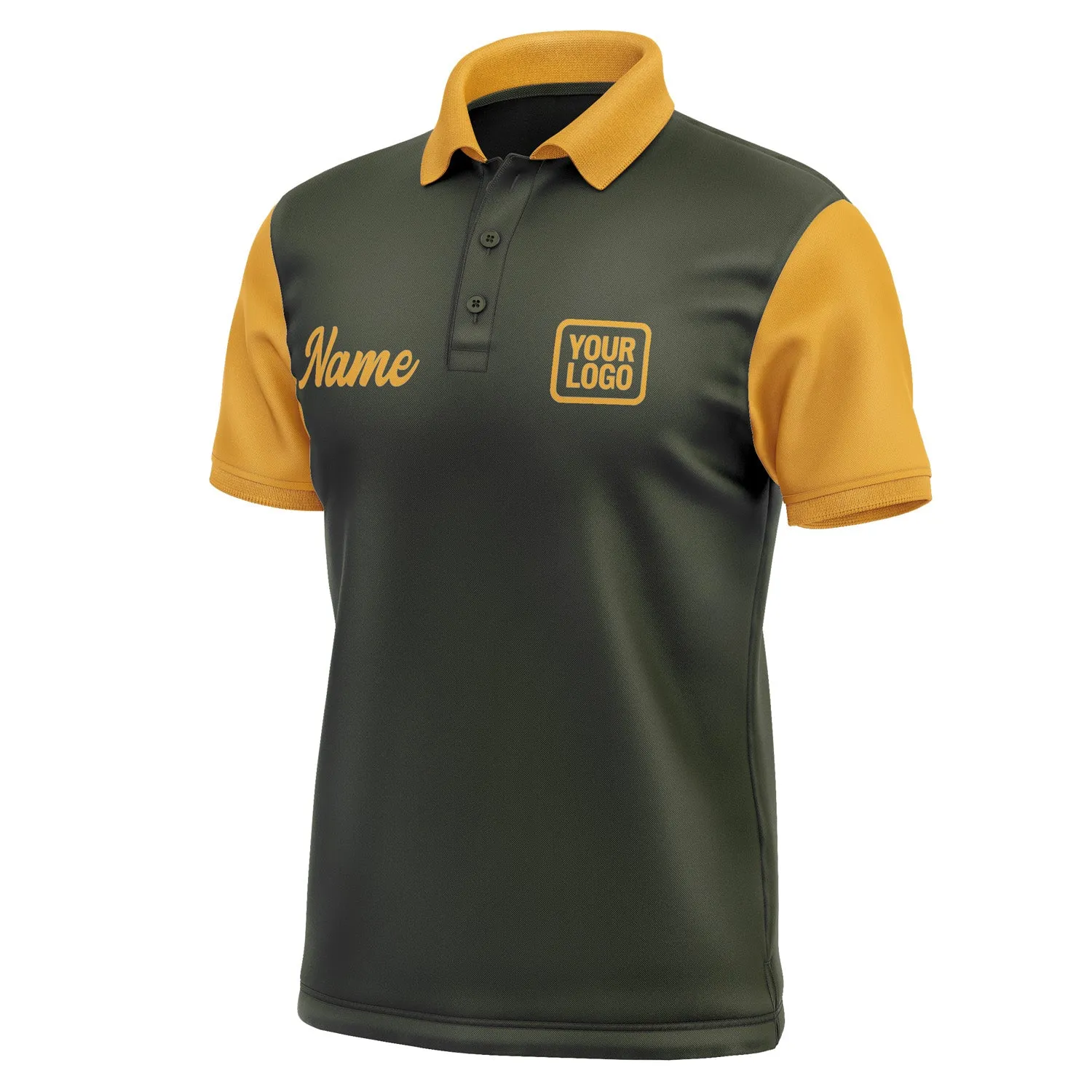 Custom Olive Yellow Short-Sleeve Polo Shirt