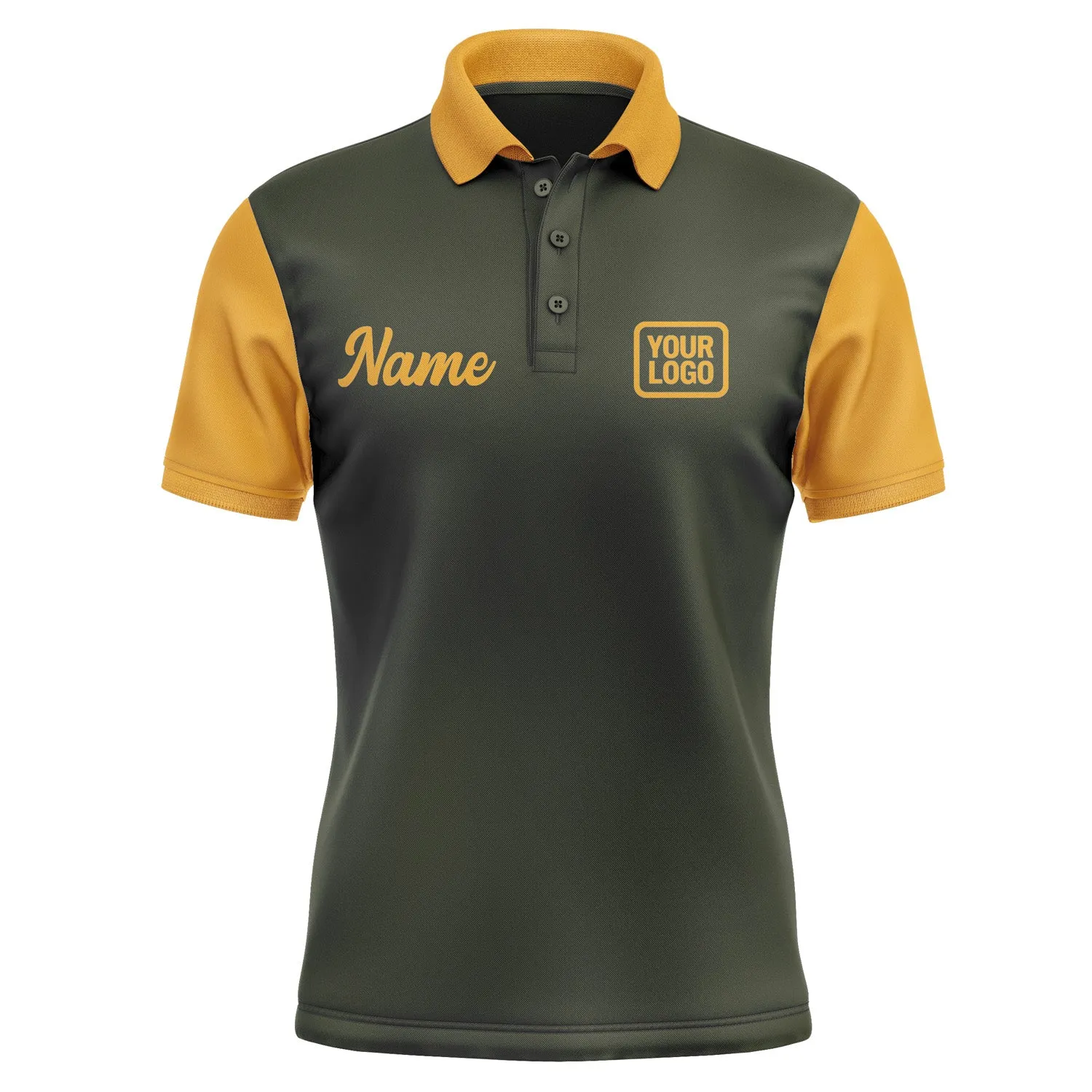 Custom Olive Yellow Short-Sleeve Polo Shirt