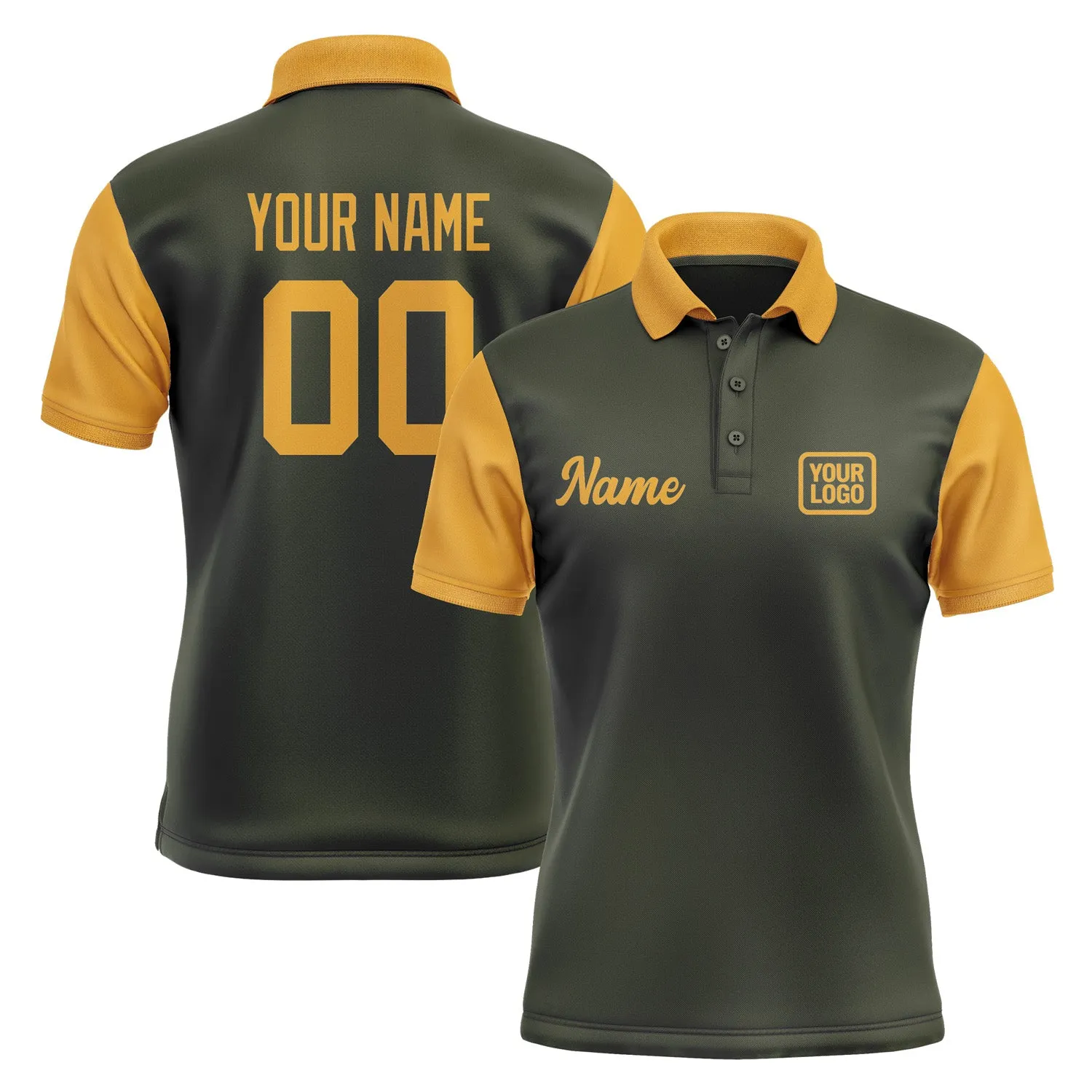 Custom Olive Yellow Short-Sleeve Polo Shirt
