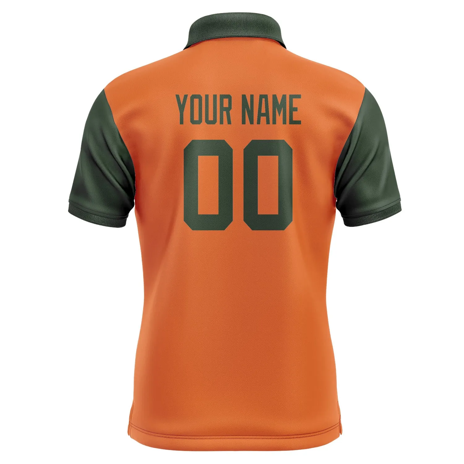 Custom Orange Dark Green Short-Sleeve Polo Shirt