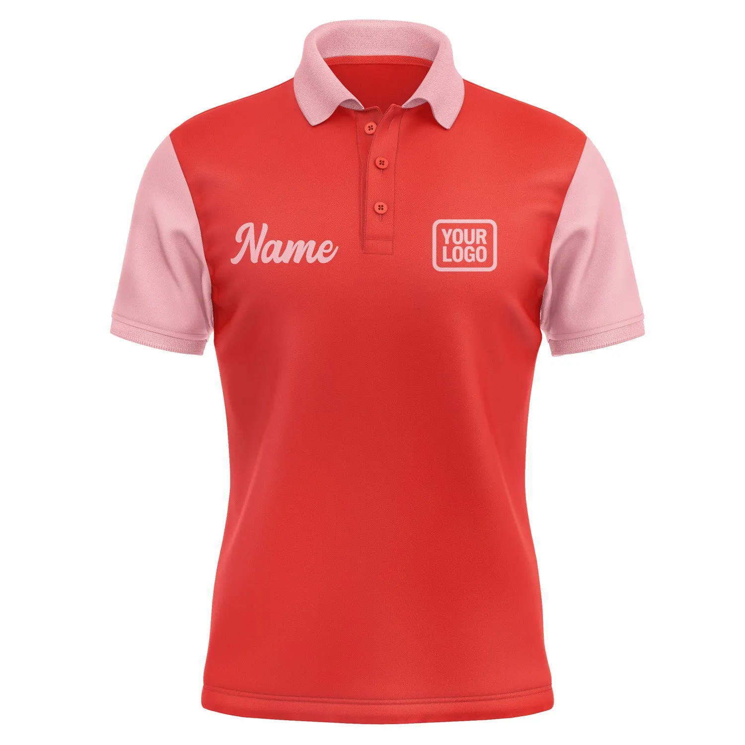 Custom Orange Red Light Pink Short-Sleeve Polo Shirt