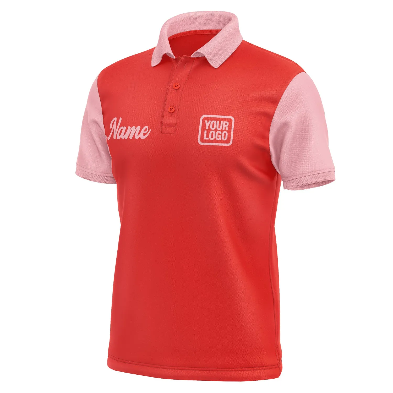Custom Orange Red Light Pink Short-Sleeve Polo Shirt