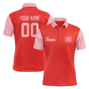 Custom Orange Red Light Pink Short-Sleeve Polo Shirt