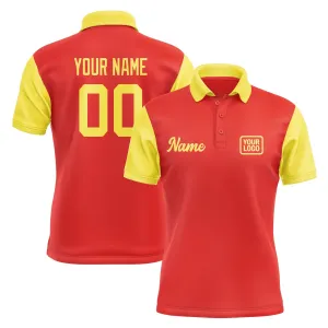 Custom Orange Red Light Yellow Short-Sleeve Polo Shirt
