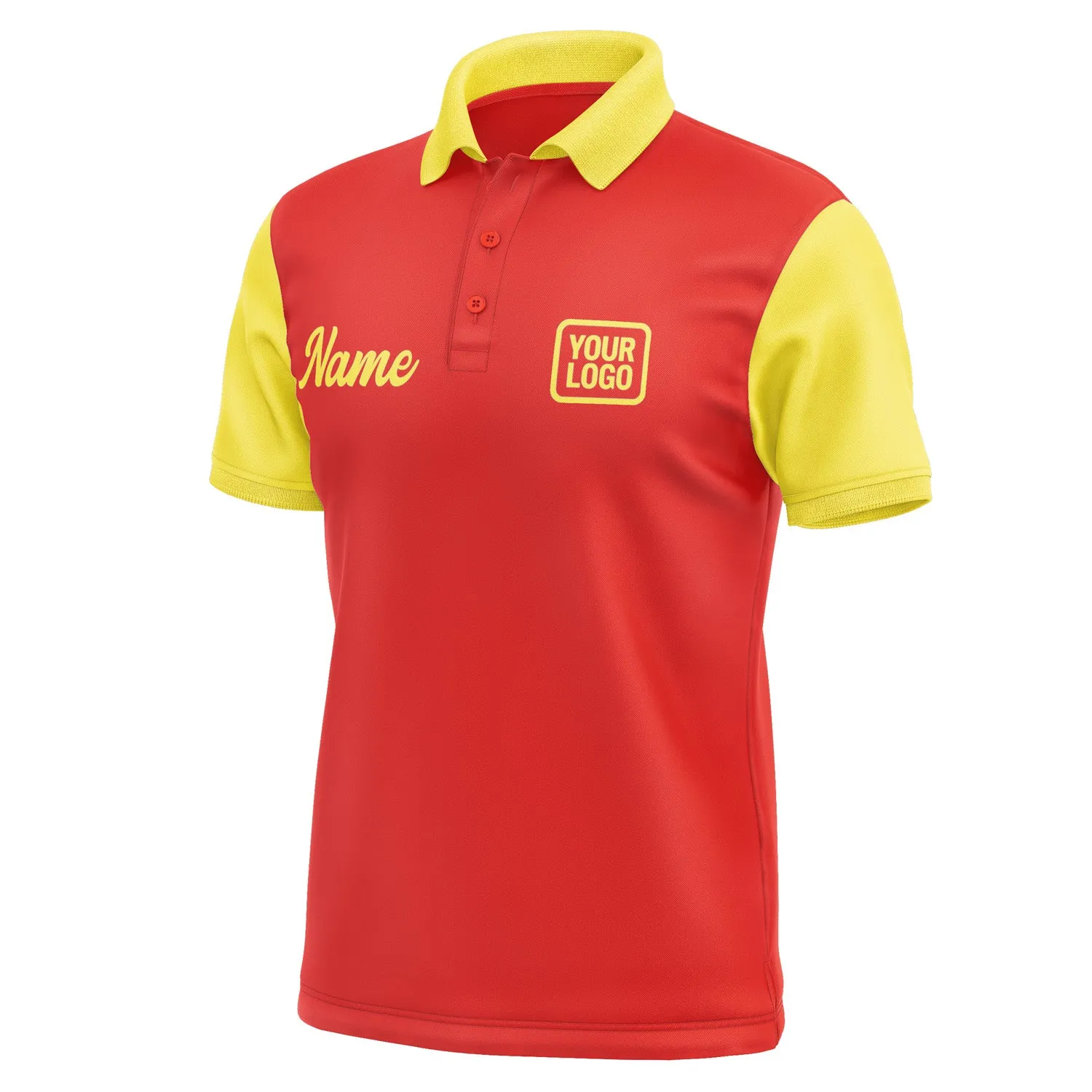 Custom Orange Red Light Yellow Short-Sleeve Polo Shirt