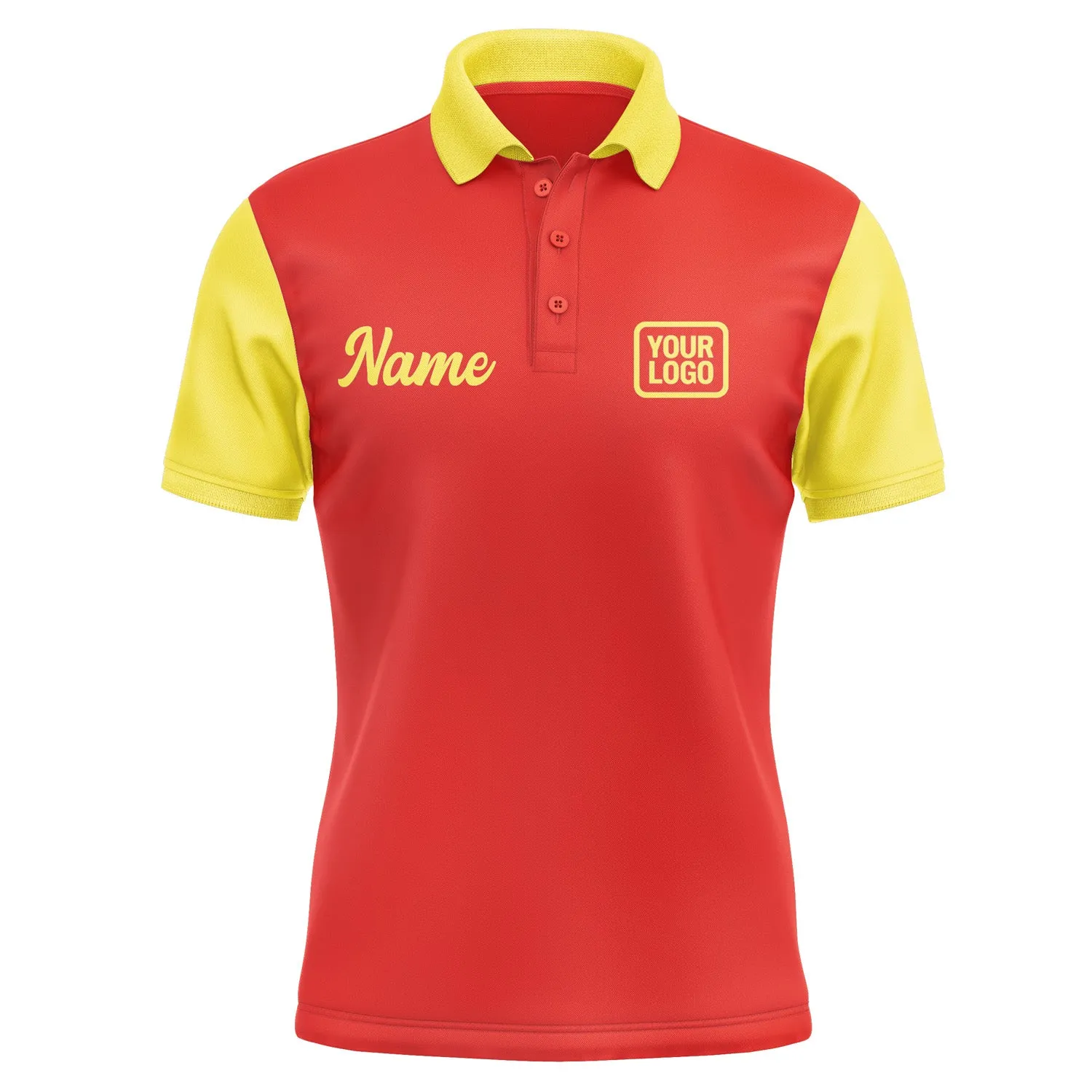 Custom Orange Red Light Yellow Short-Sleeve Polo Shirt