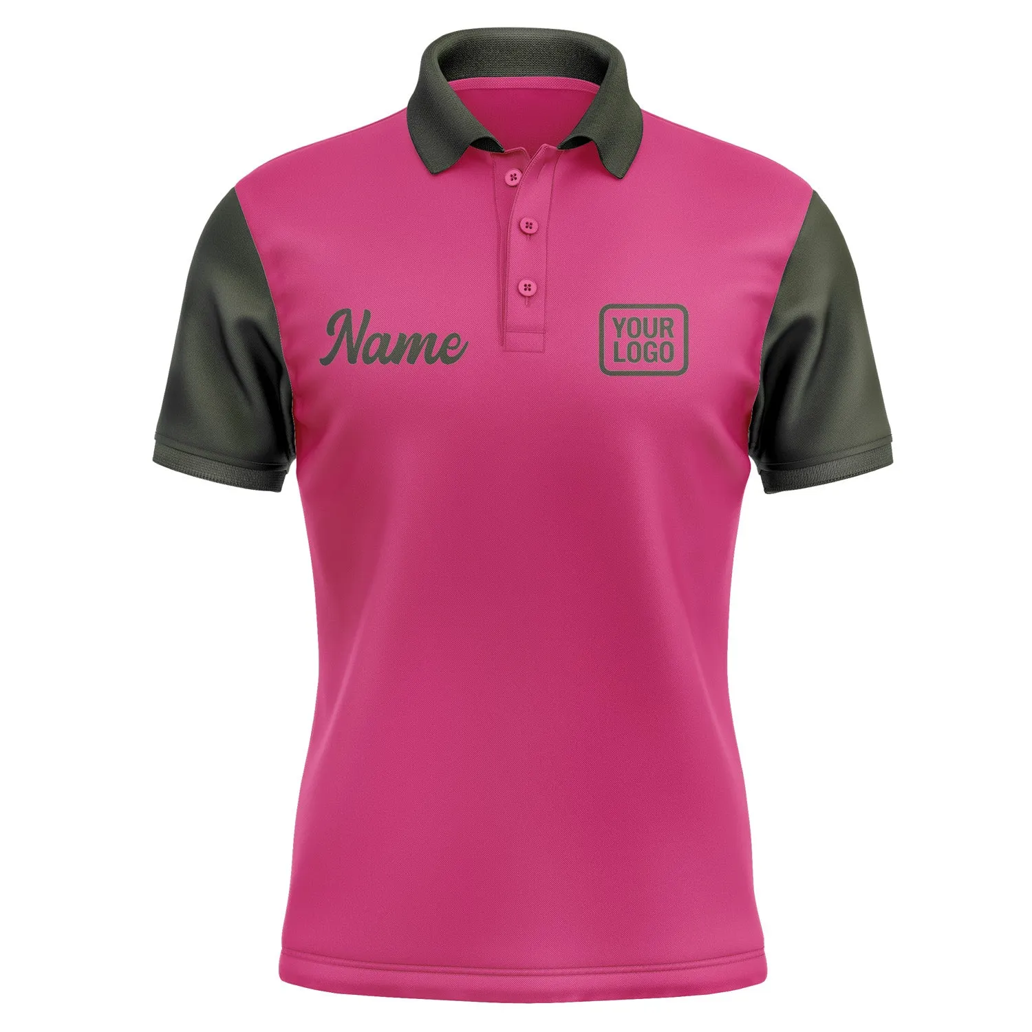 Custom Pink Olive Short-Sleeve Polo Shirt