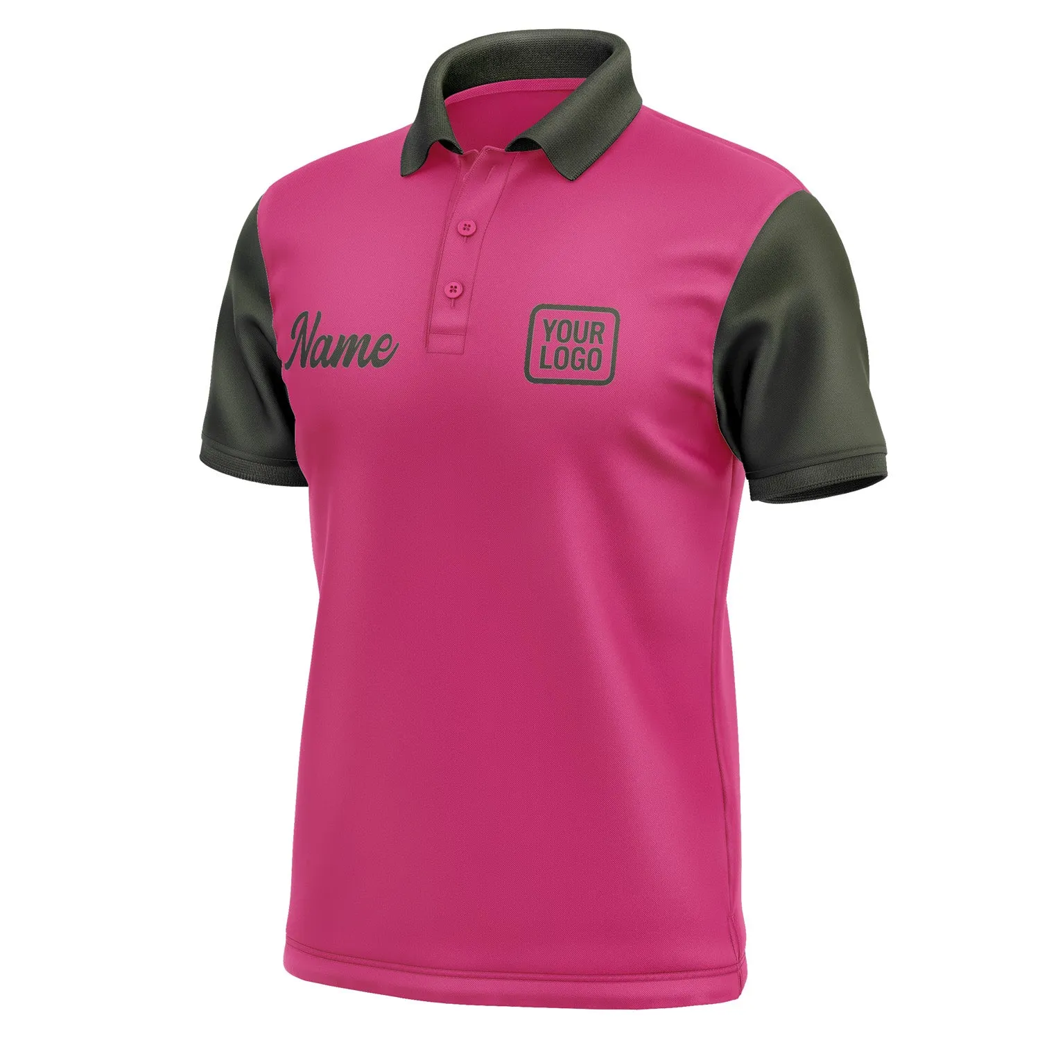 Custom Pink Olive Short-Sleeve Polo Shirt