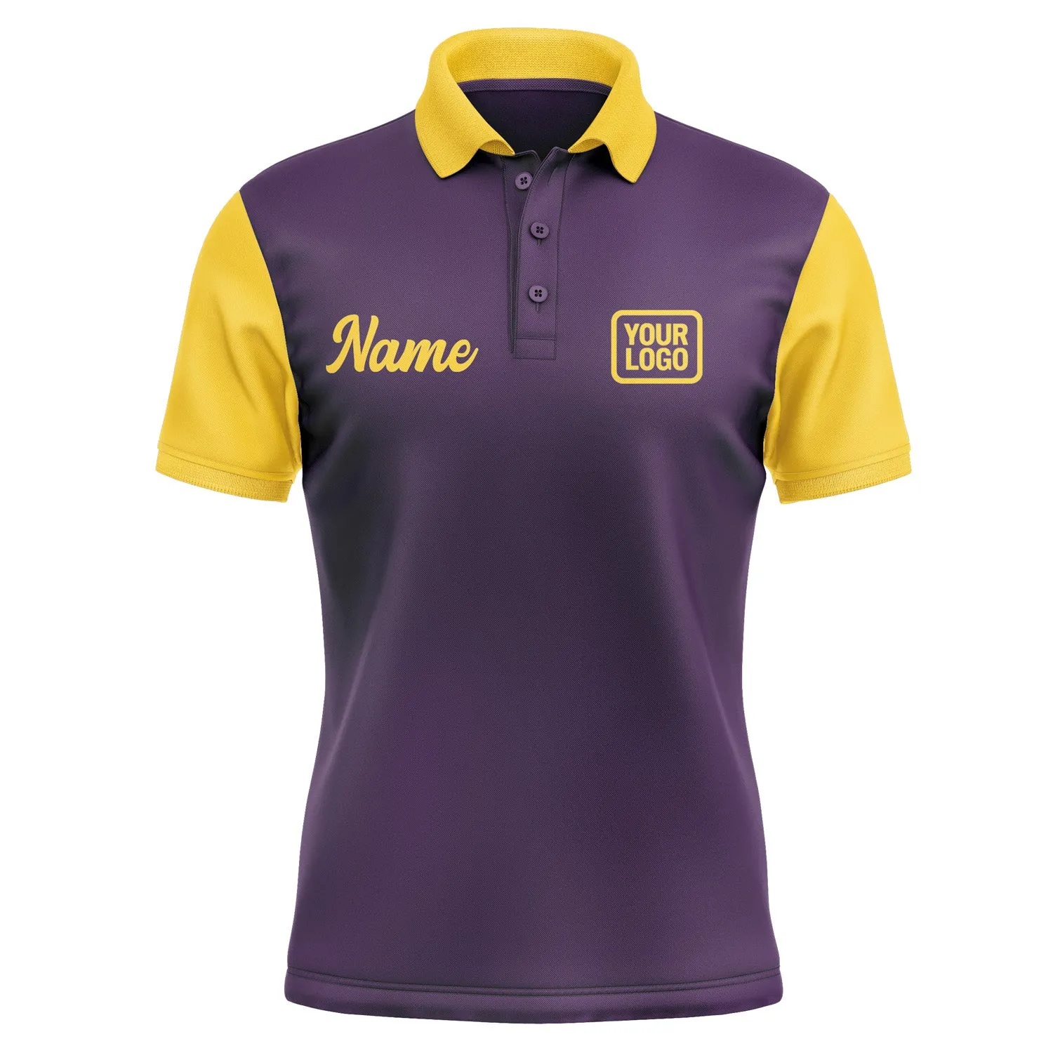 Custom Purple Gold Short-Sleeve Polo Shirt