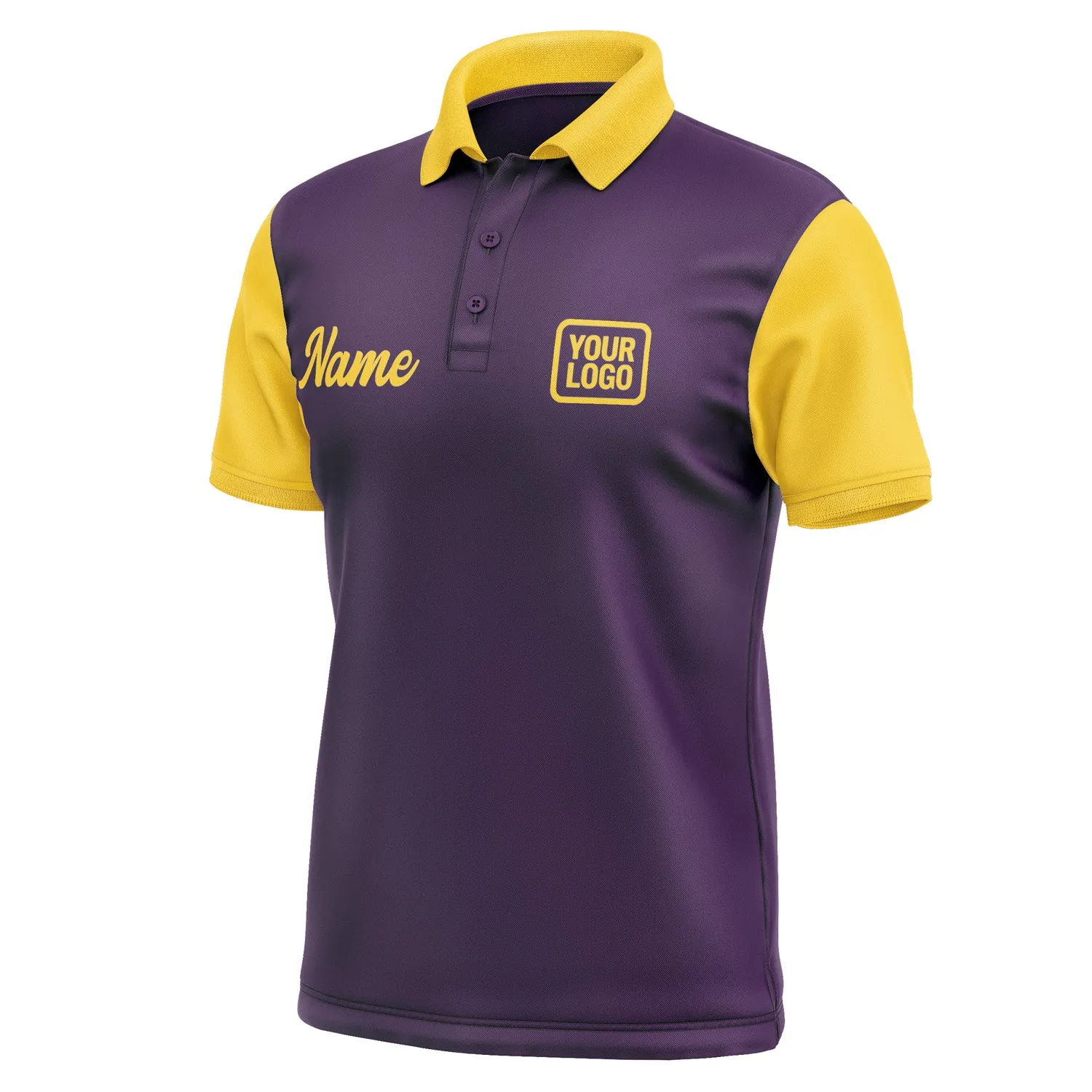 Custom Purple Gold Short-Sleeve Polo Shirt