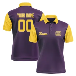 Custom Purple Gold Short-Sleeve Polo Shirt