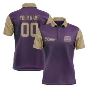 Custom Purple Light Khaki Short-Sleeve Polo Shirt