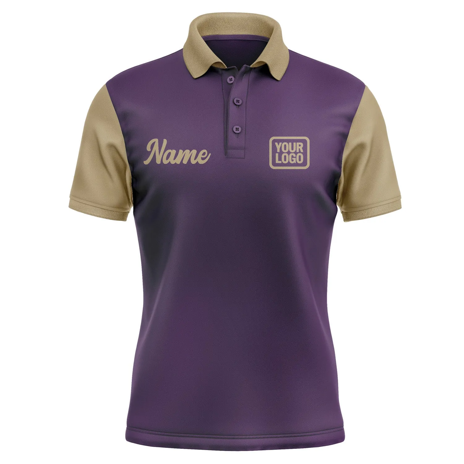 Custom Purple Light Khaki Short-Sleeve Polo Shirt