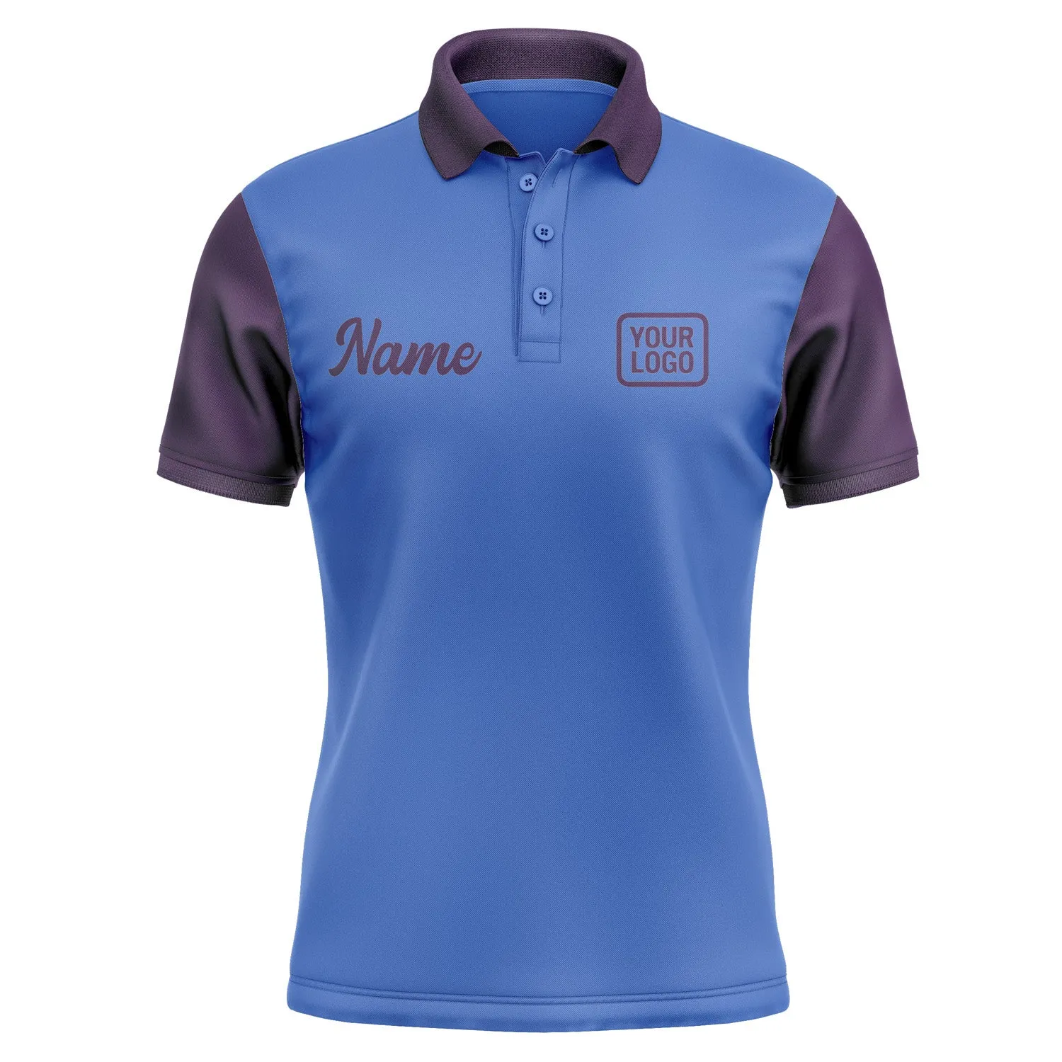 Custom Sky Blue Purple Short-Sleeve Polo Shirt