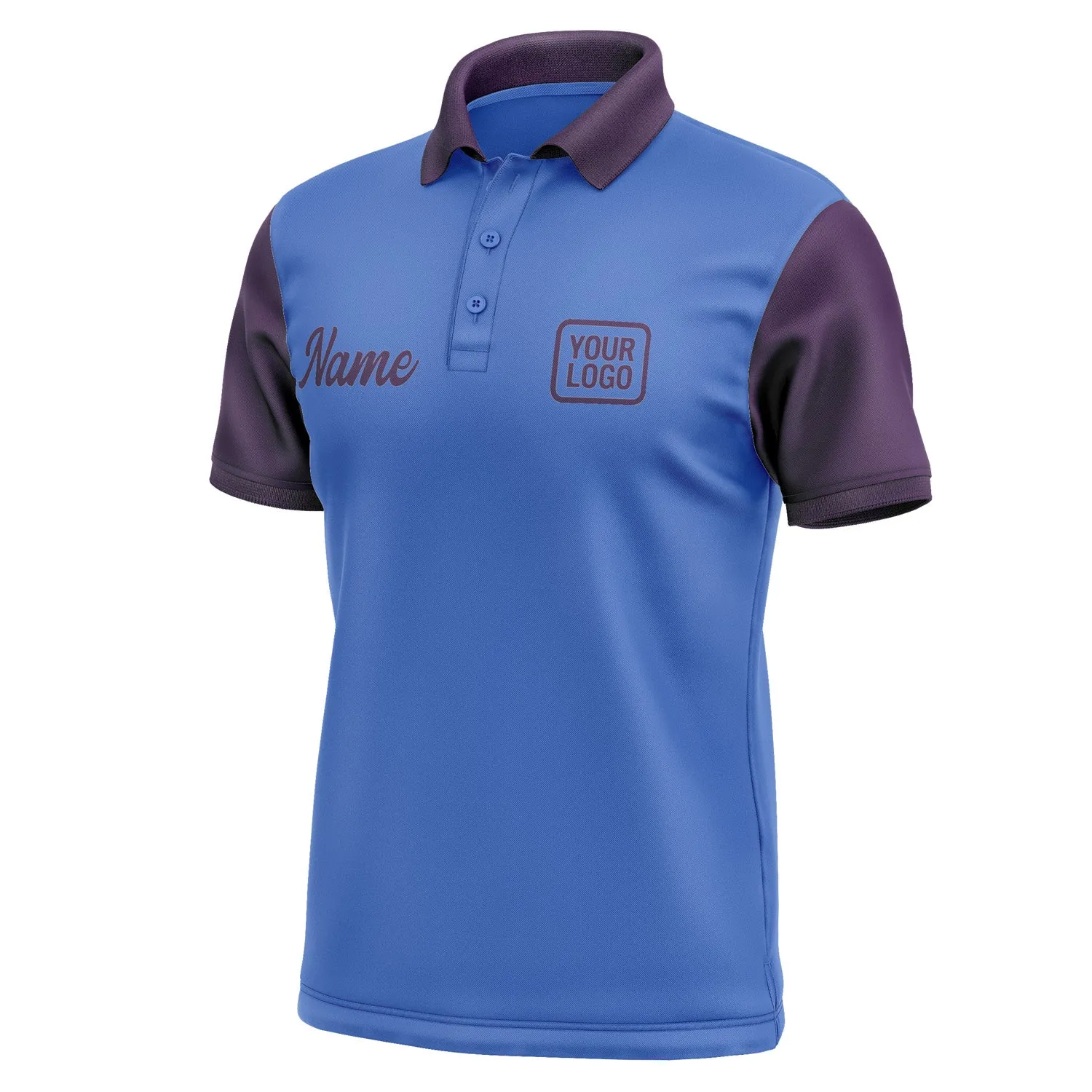 Custom Sky Blue Purple Short-Sleeve Polo Shirt