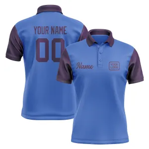 Custom Sky Blue Purple Short-Sleeve Polo Shirt