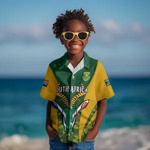 Custom South Africa Rugby Kid Hawaiian Shirt Go Springboks Kente With Bokke LT14
