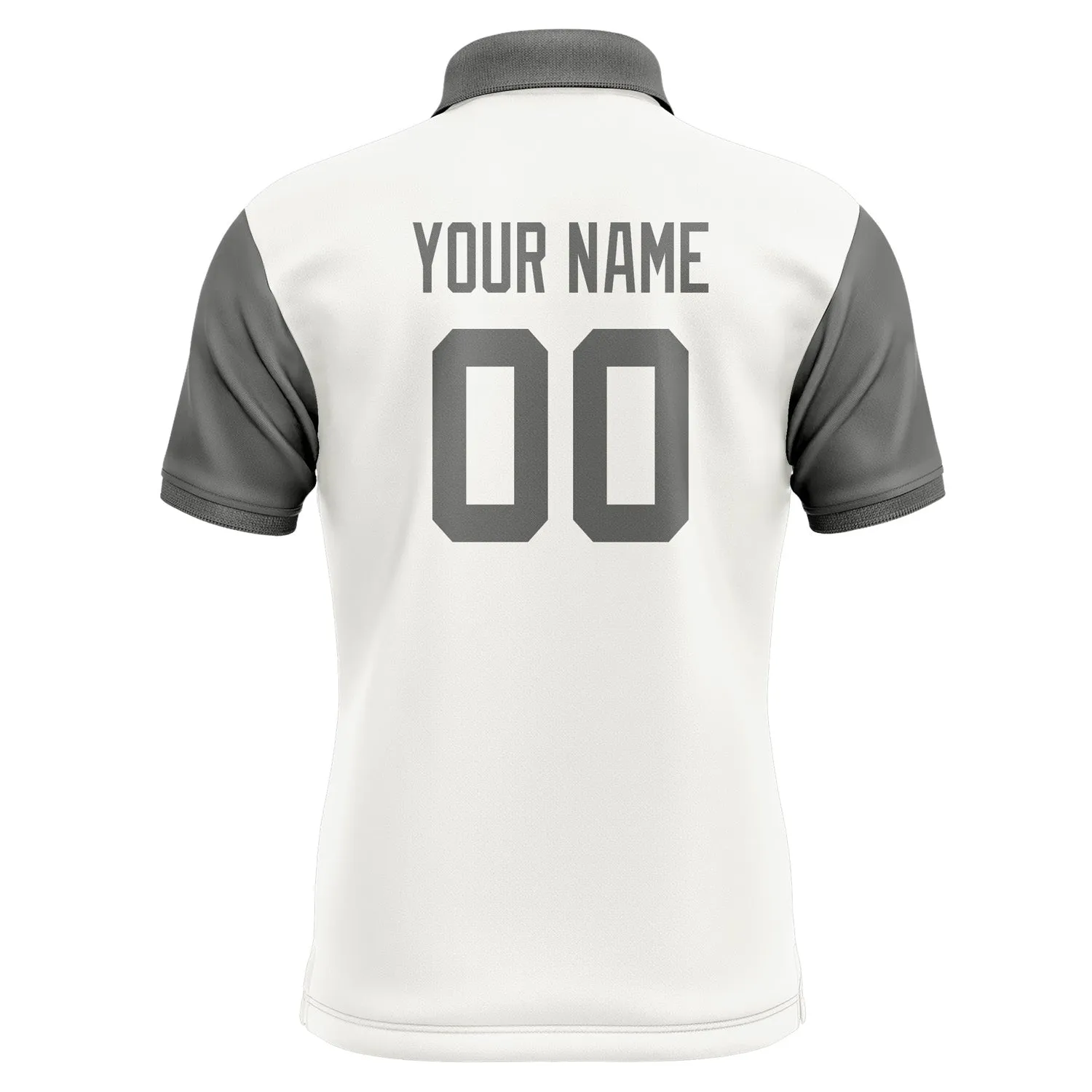 Custom White Dark Grey Short-Sleeve Polo Shirt
