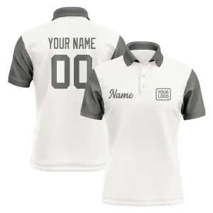 Custom White Dark Grey Short-Sleeve Polo Shirt