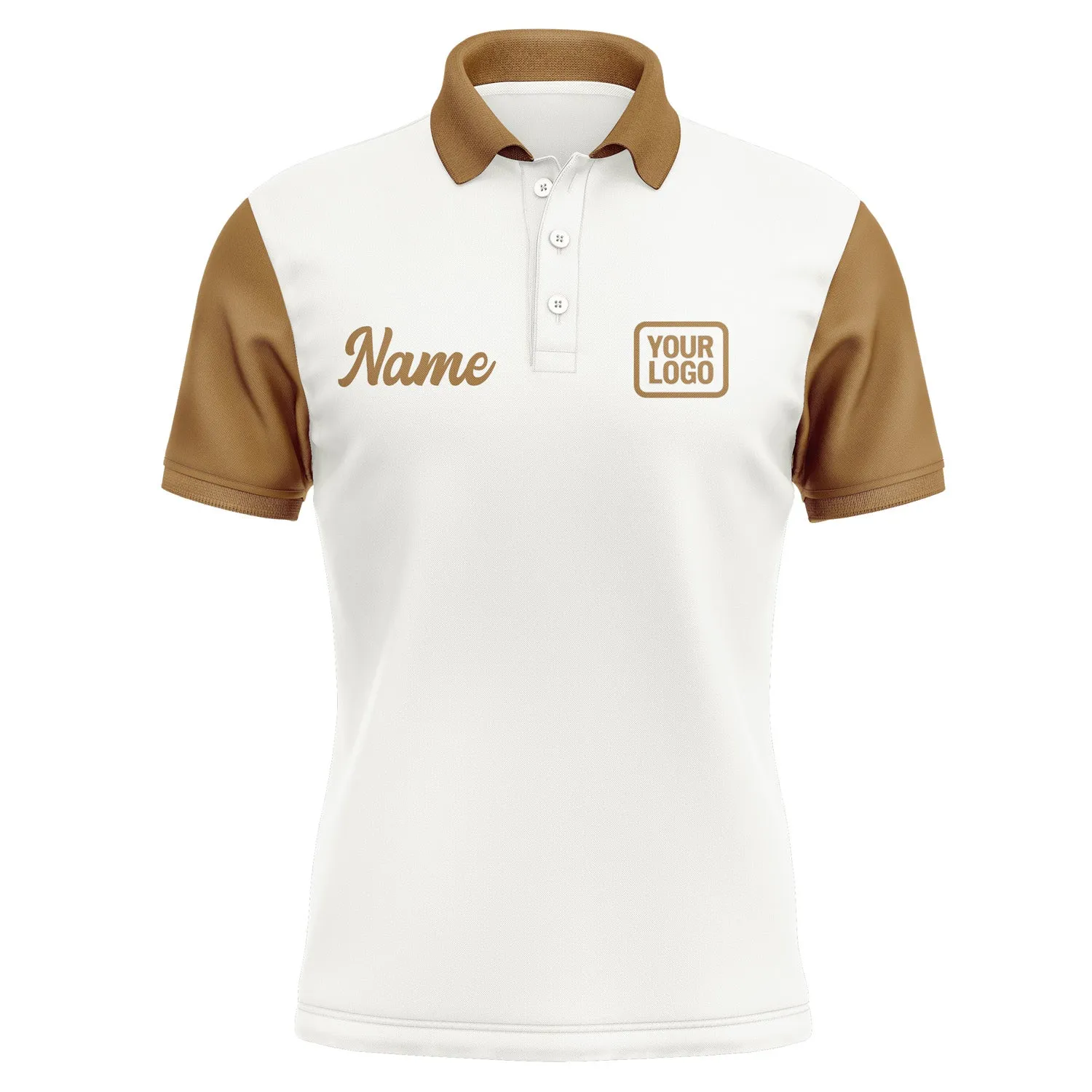 Custom White Khaki Short-Sleeve Polo Shirt