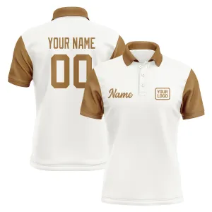 Custom White Khaki Short-Sleeve Polo Shirt