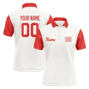 Custom White Orange Red Short-Sleeve Polo Shirt