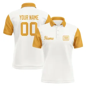 Custom White Yellow Short-Sleeve Polo Shirt