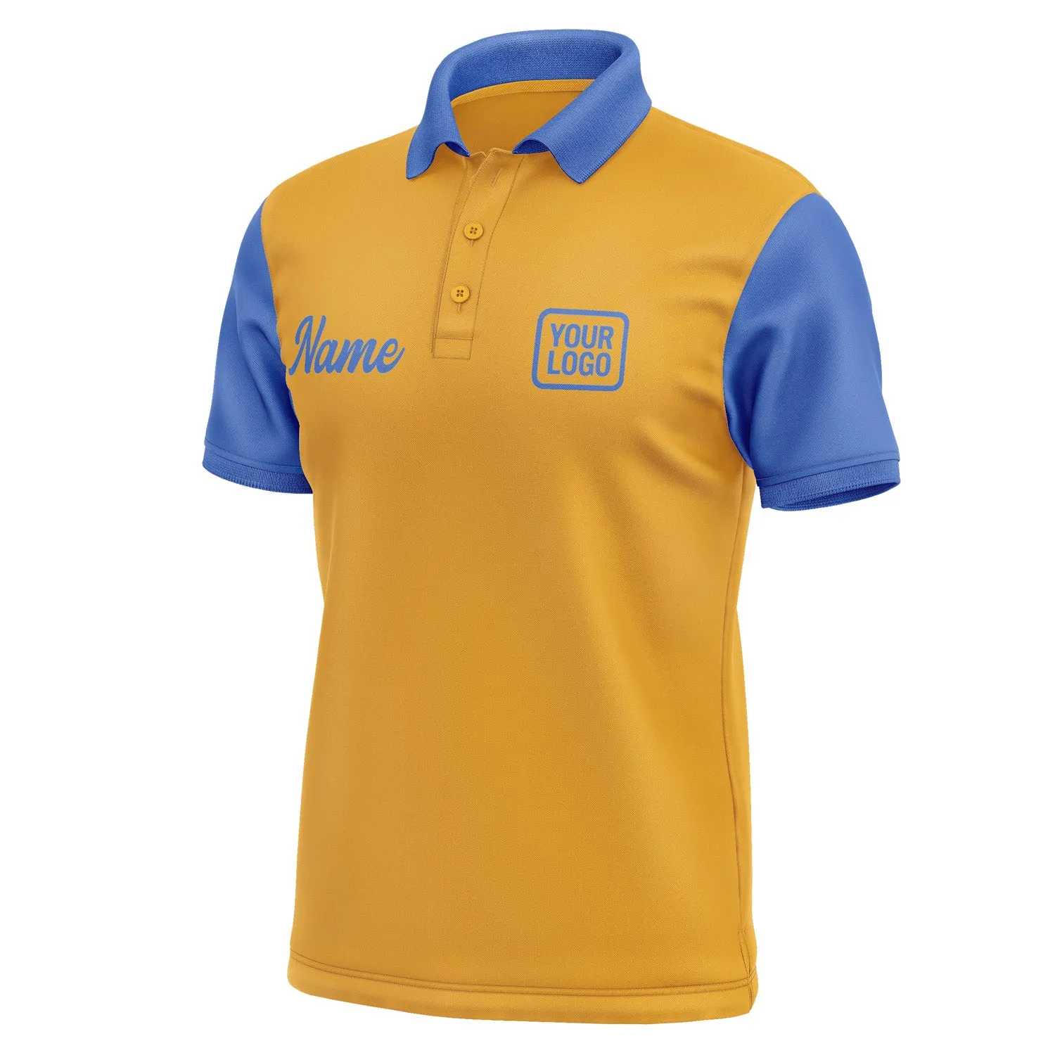 Custom Yellow Sky Blue Short-Sleeve Polo Shirt