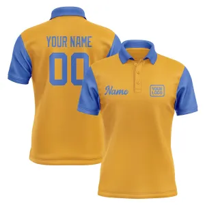 Custom Yellow Sky Blue Short-Sleeve Polo Shirt
