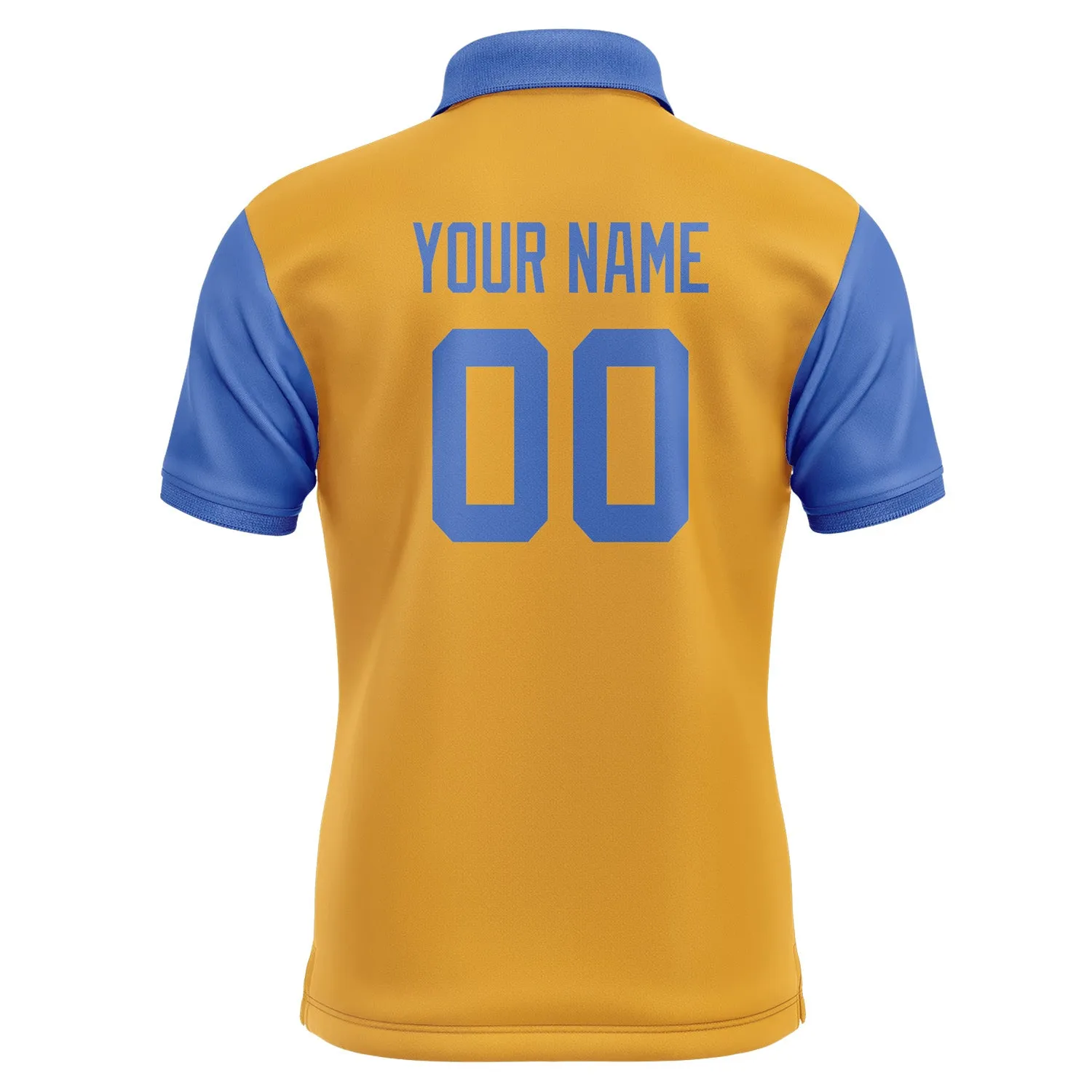 Custom Yellow Sky Blue Short-Sleeve Polo Shirt