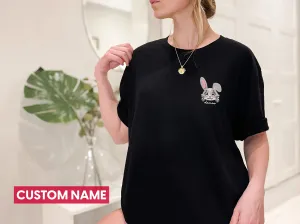 CustomName Easter Bunny Embroidered T-shirt, Faux Embroidered Daisy’s Shirt, Flowers Spring Easter Shirt