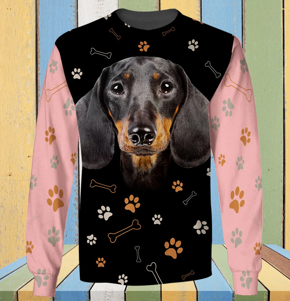 Dachshund And Pink  3D Full Print Shirts