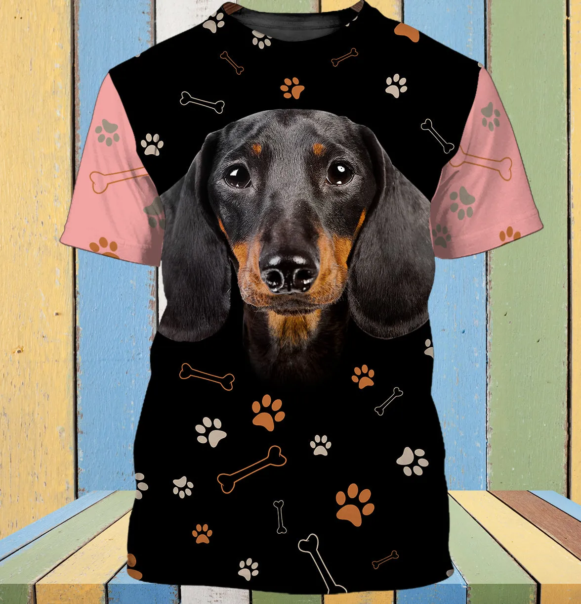 Dachshund And Pink  3D Full Print Shirts