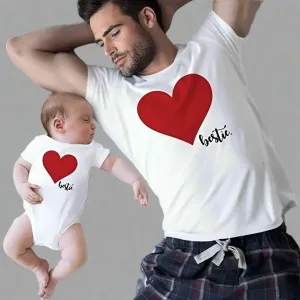 Daddy & Baby "Bestie Heart" Matching T-Shirt & Onesie Set – Adorable Father and Child Outfit