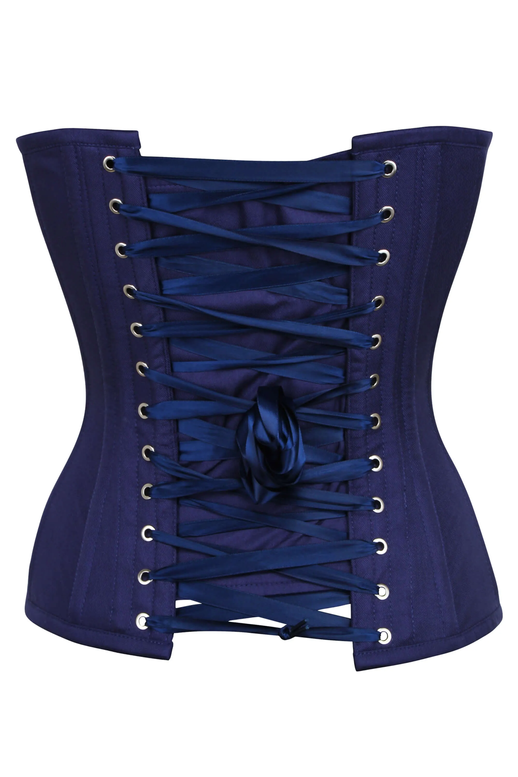 Dahlia Summer Navy Viscose Overbust Corset With Zip Front