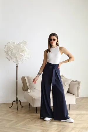 Dariana - Elegant Flared Linen Pants