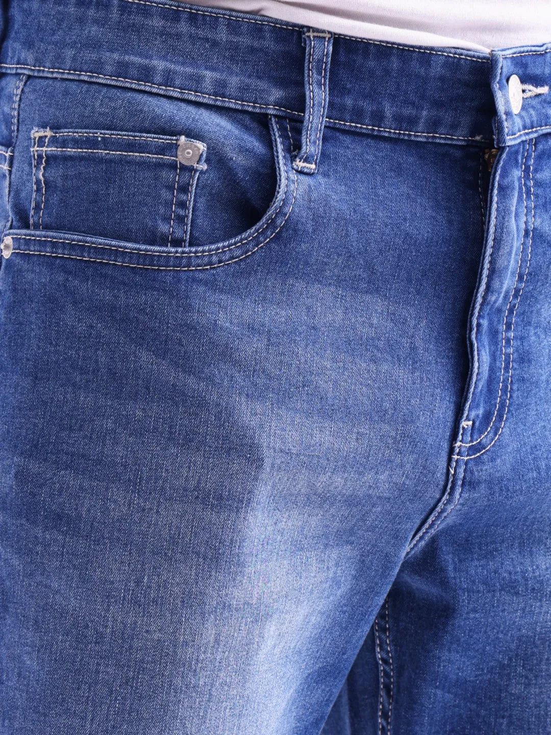 Dark Blue Plain Denim Shorts