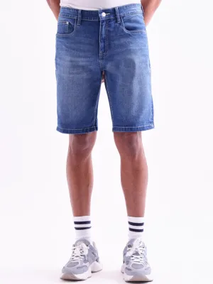 Dark Blue Plain Denim Shorts